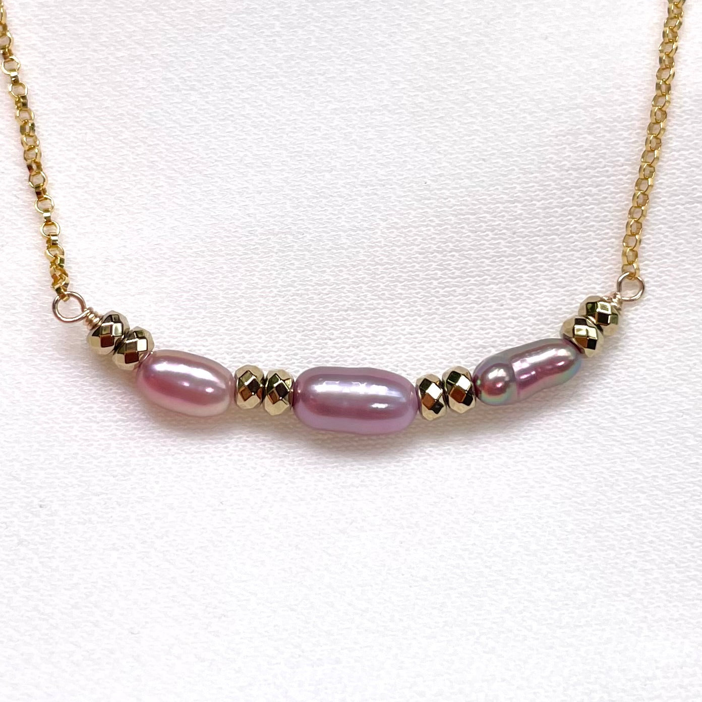 Purple Keshi Pearl Bar Necklace