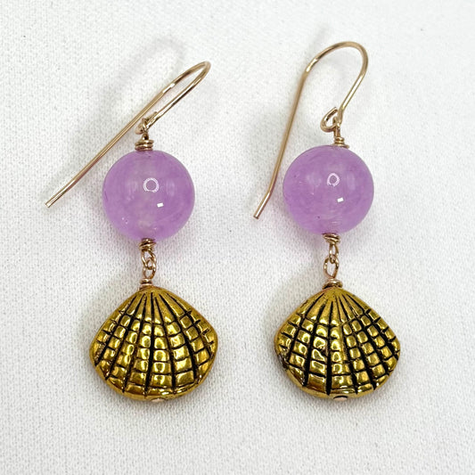 Pink Jade Seashell Earrings