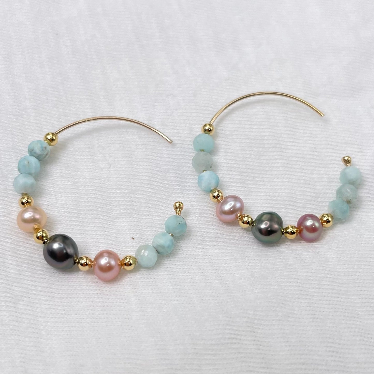 Larimar Keshi Pearl Hoop Earrings