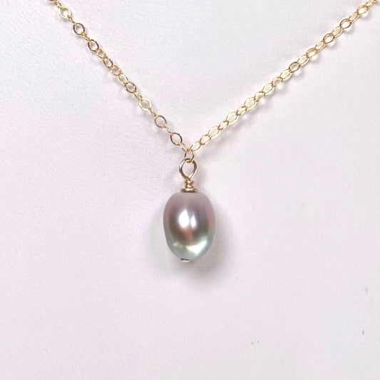 Silver Pink Tahitian Keshi Pearl Necklace