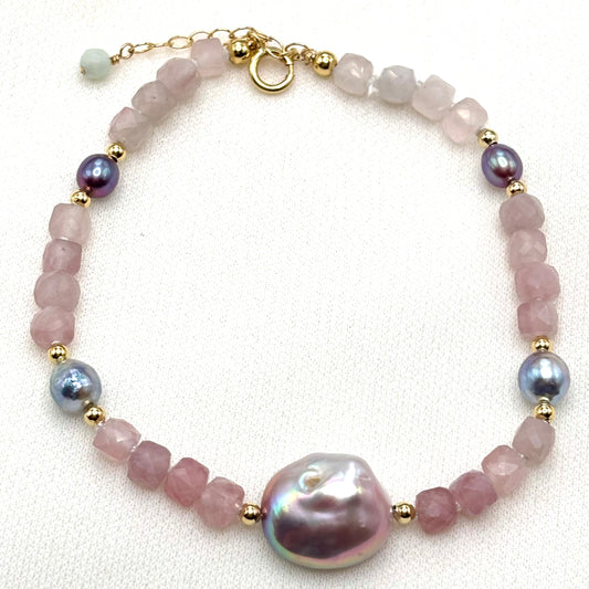 Rose Quartz Purple Ombré Bracelet