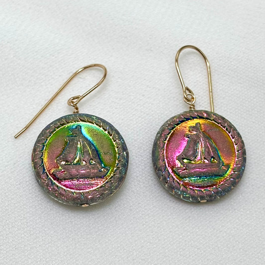 Iridescent Sailboat Earrings