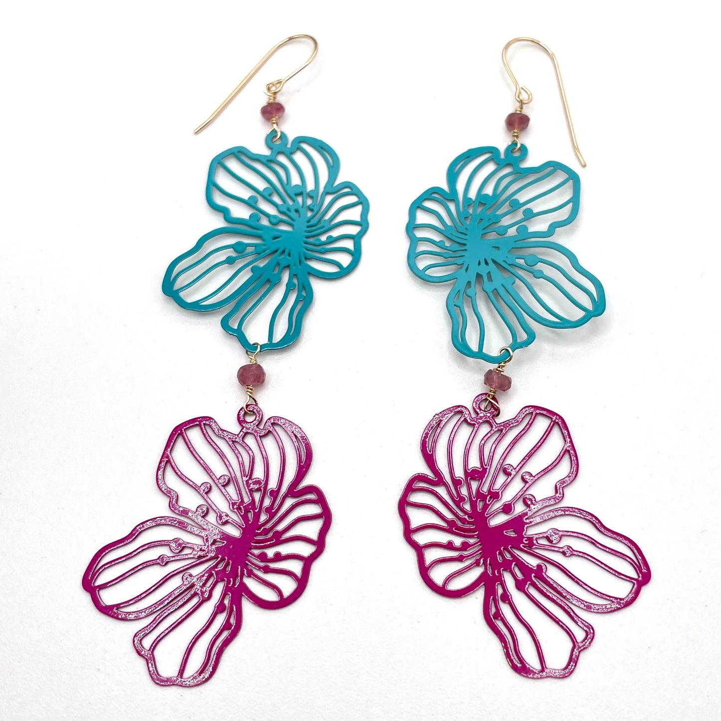 Two Tone Large Flower Earrings