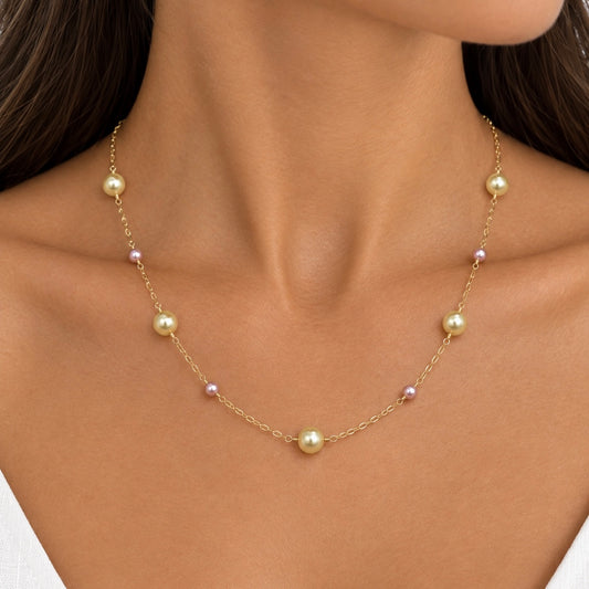 Champagne Akoya Pearl Sunset Necklace