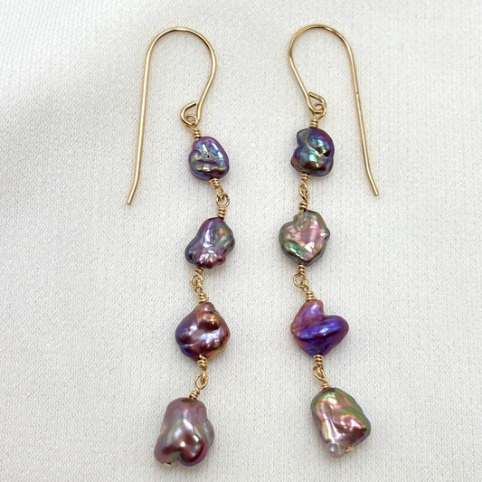 Purple Keshi Pearl Drop Earrings