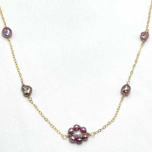 Purple Keshi Daisy Necklace