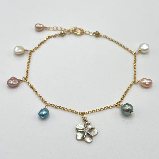 Rainbow Keshi Pearl Pua Bracelet