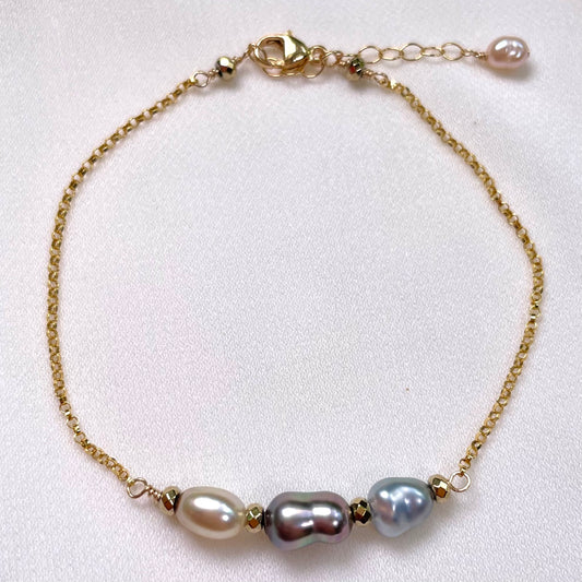 Triple Tahitian Keshi Pearl Bracelet