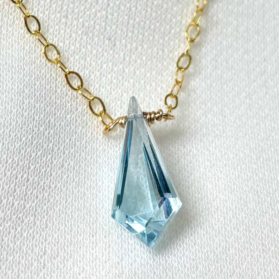 Drop Shaped Blue Topaz Necklace