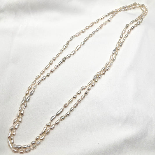 White Keshi Pearl Rope Strand Necklace