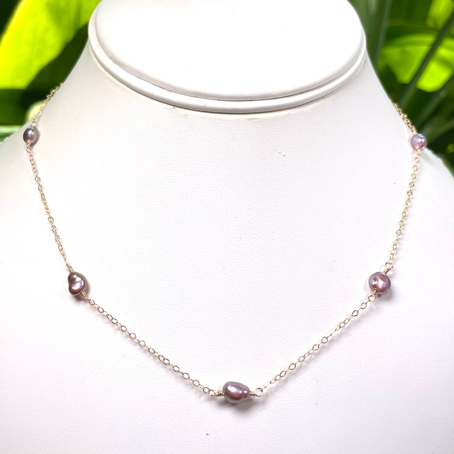 Purple Keshi Pearl Love Necklace