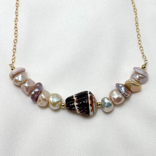 Chaldean Cone Shell Keshi Pearl Necklace