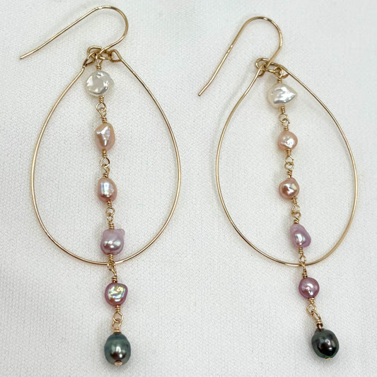 Ombré Keshi Pearl Hoop Earrings