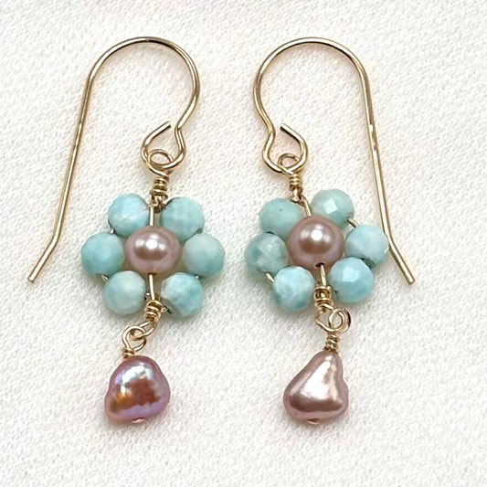 Larimar Daisy Earrings