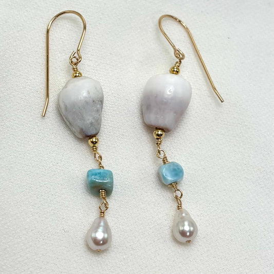 Larimar Cone Shell Earrings