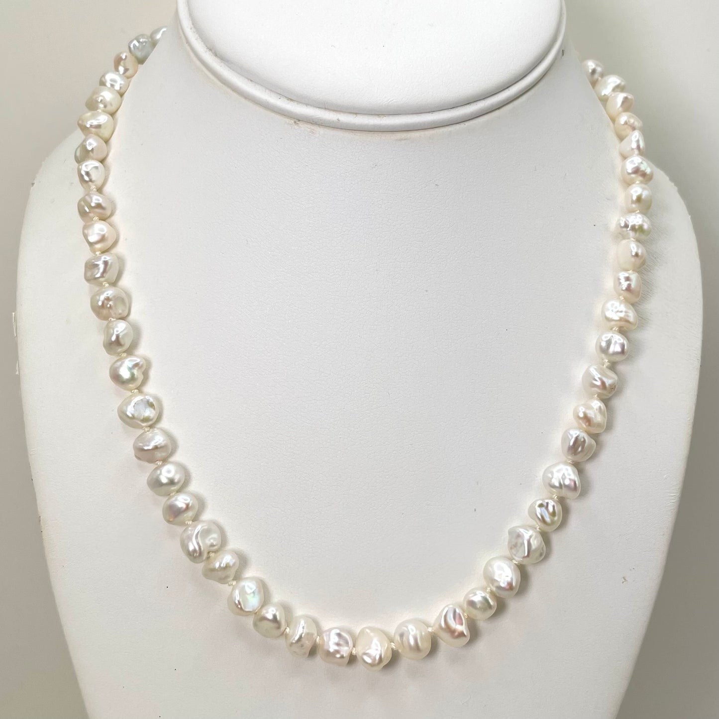 White Keshi Pearl Strand