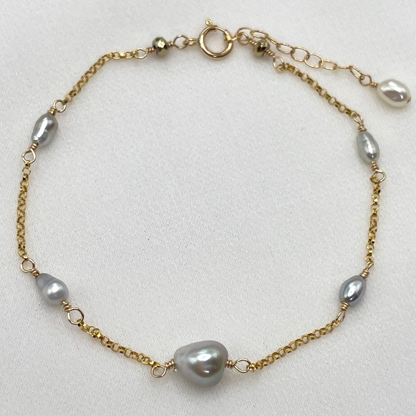 Silver Tahitian Keshi Pearl Bracelet