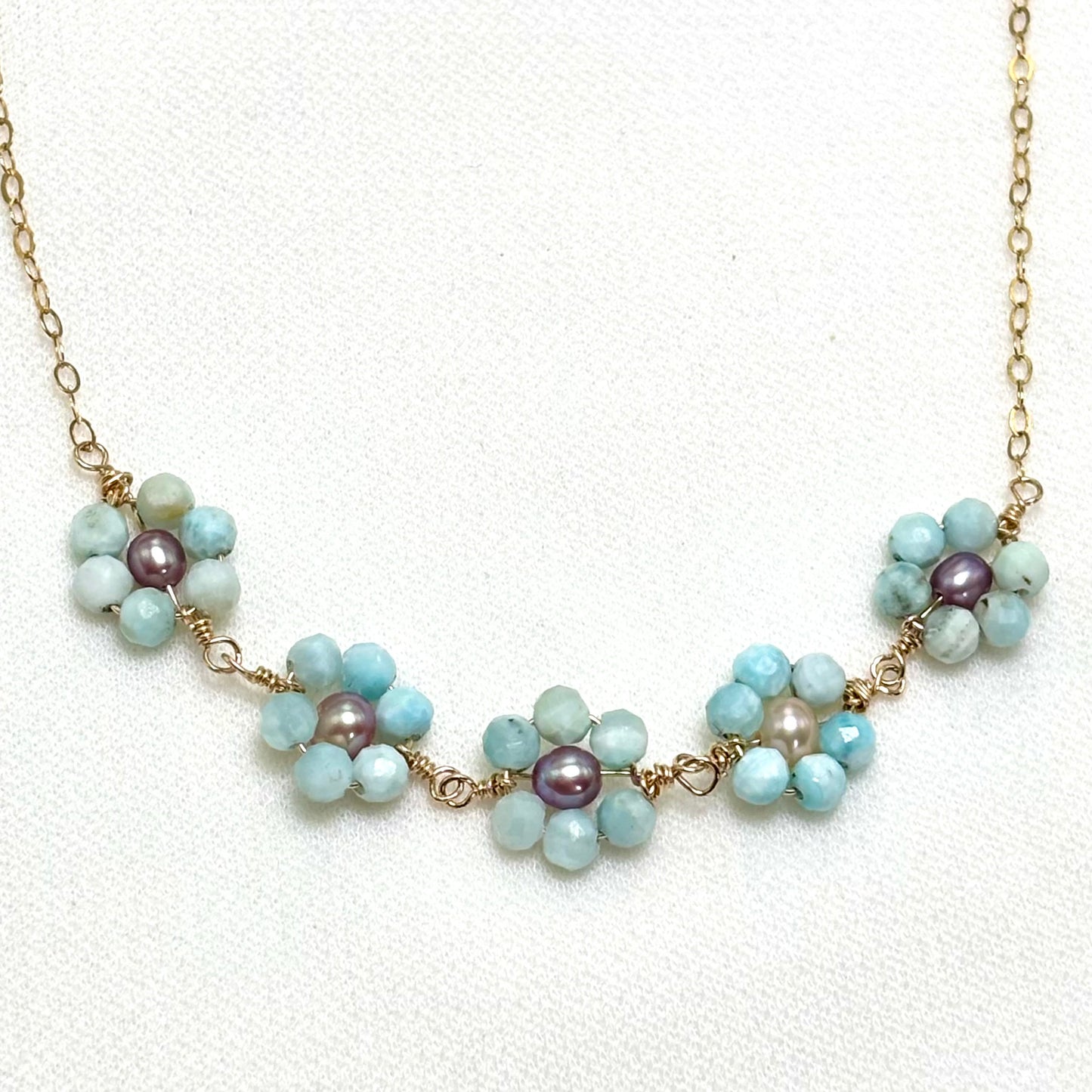 Larimar Daisy Necklace