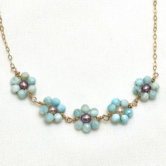 Larimar Daisy Necklace