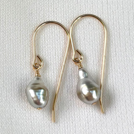 Silver Tahitian Keshi Pearl Earrings