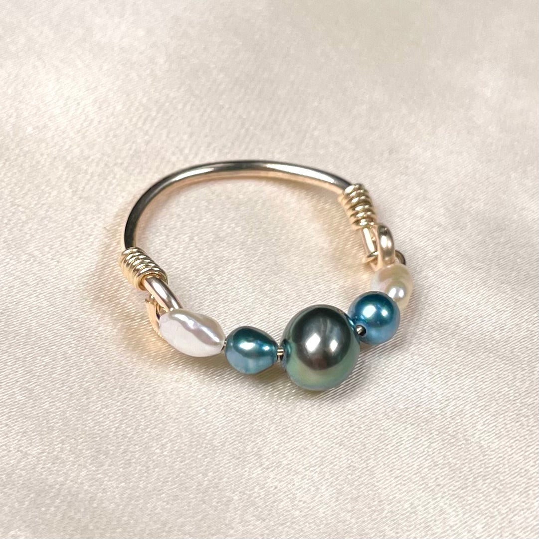 Multi Color Keshi Pearl Ring