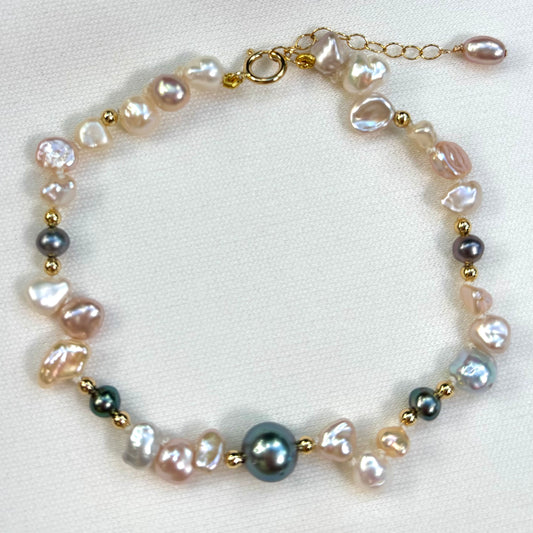 Tahitian Keshi Pearl Sunset Bracelet