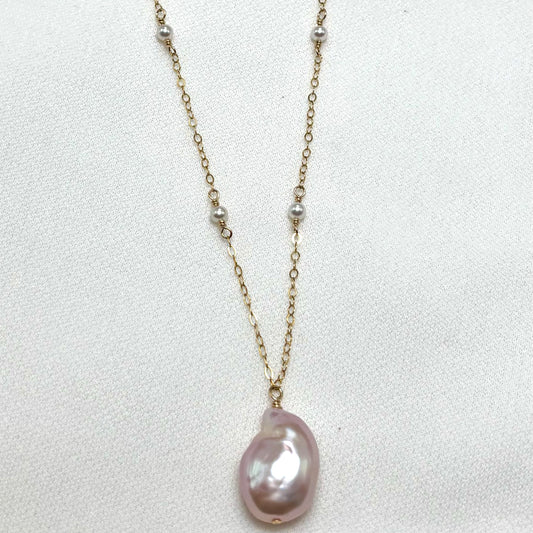 Pastel Pink Keshi Pearl Necklace