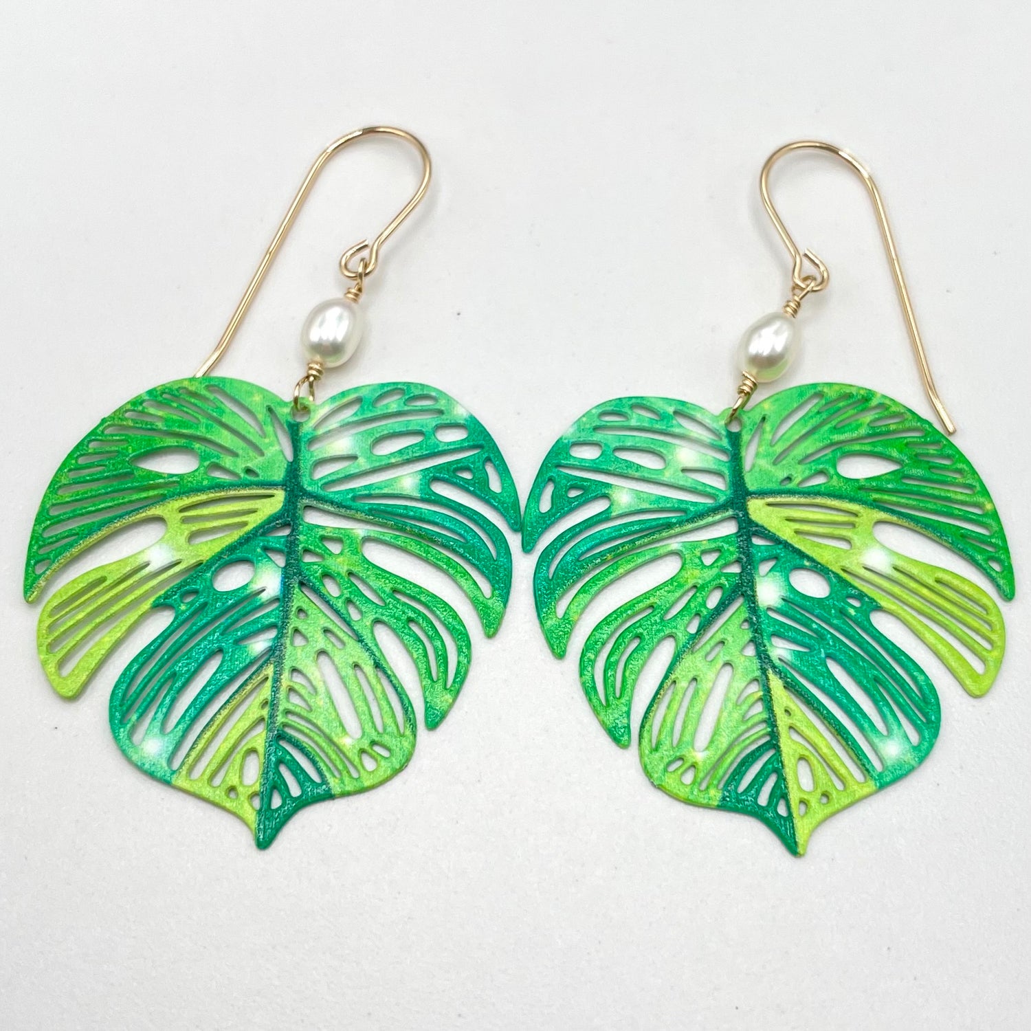 monstera earrings Green Monstera Earrings