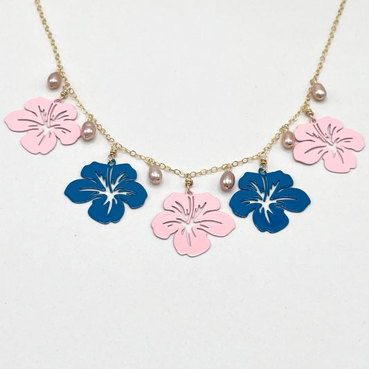 Sunrise Hibiscus Charm Necklace