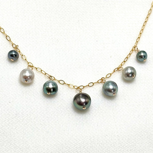 Ocean Tahitian Keshi Pearl Necklace