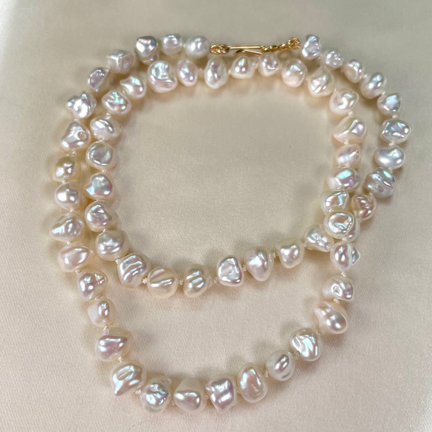 White Keshi Pearl Strand