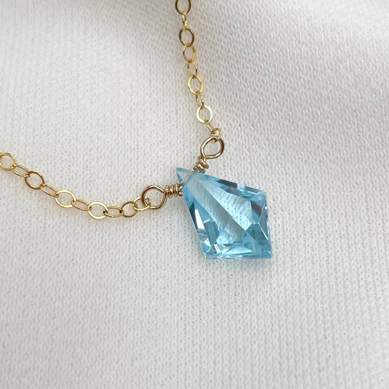 Drop Shaped Blue Topaz Necklace