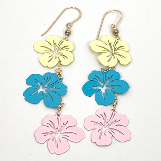 Pastel Hibiscus Earrings