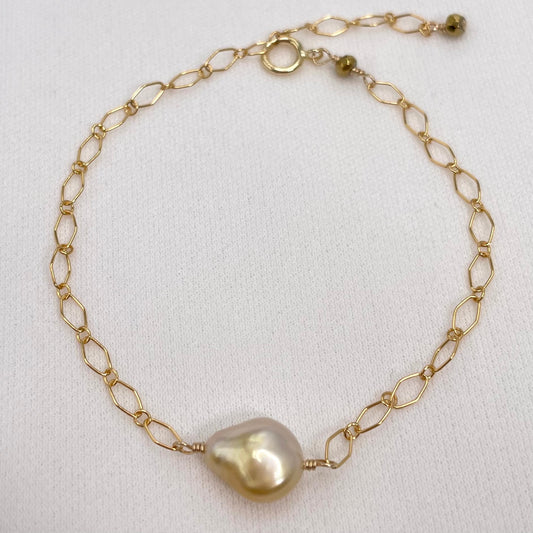 Golden South Sea Keshi Pearl Bracelet