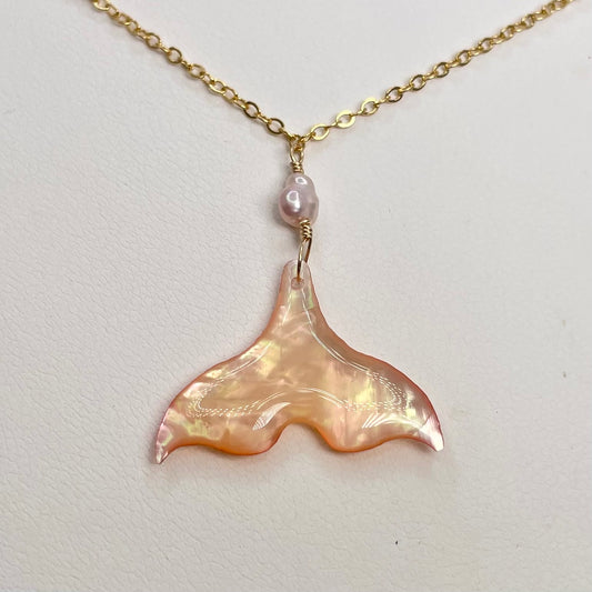 Pink Whale Tail Necklace