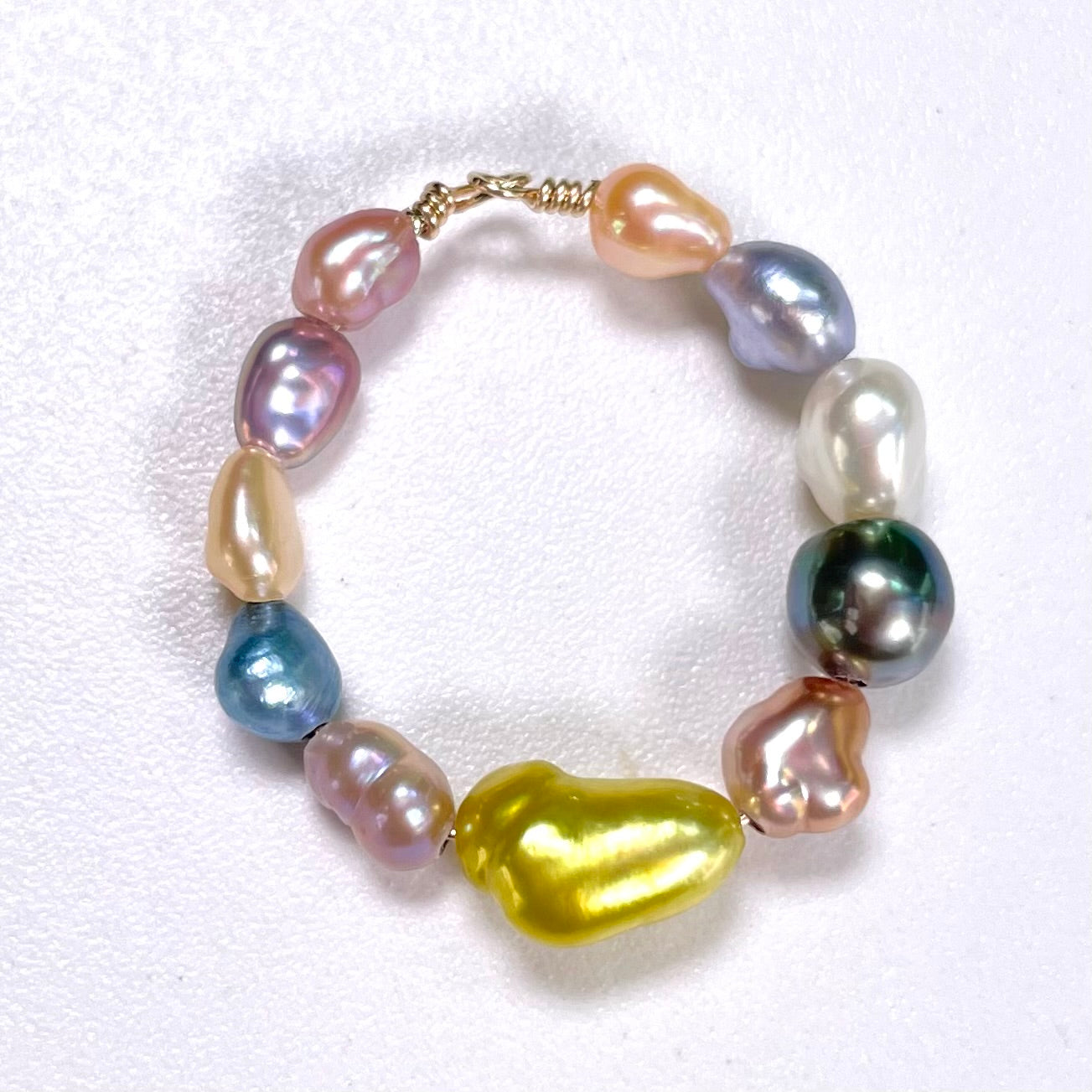 Rainbow Keshi Pearl Ring