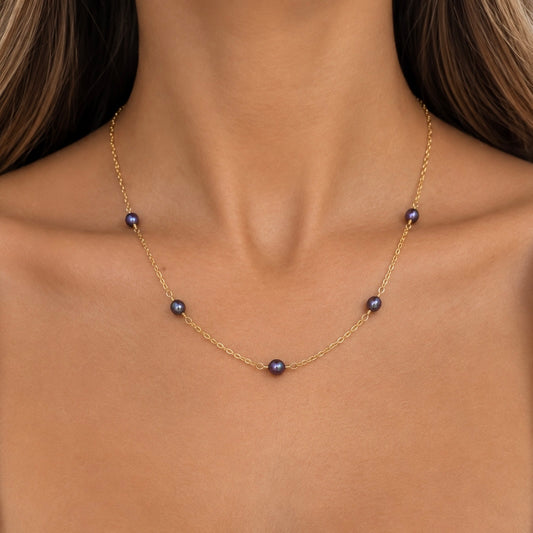 Dark Purple Keshi Pearl Necklace