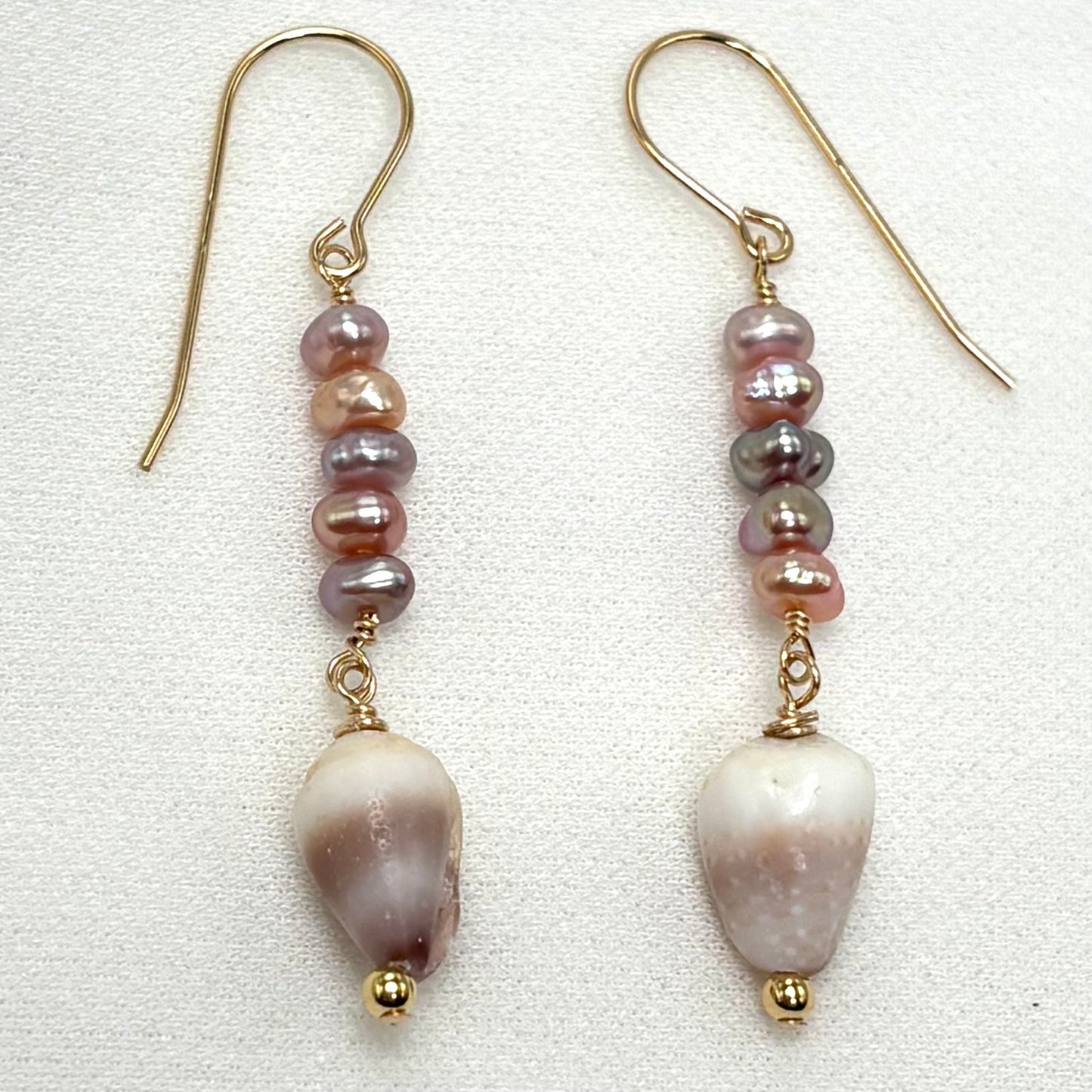 Pink Pearl Cone Shell Earrings