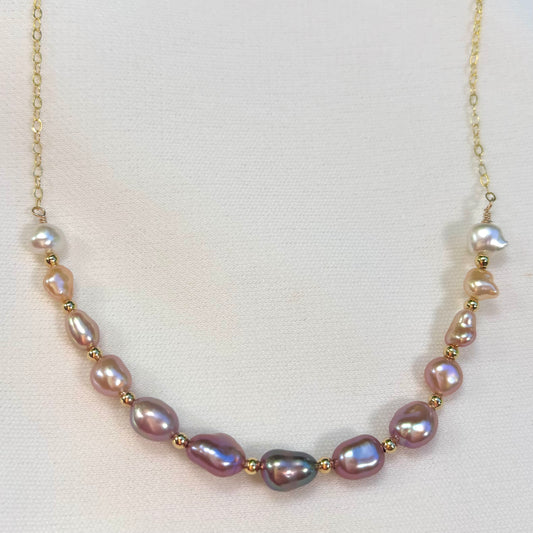 Sunset Ombré Keshi Pearl Necklace