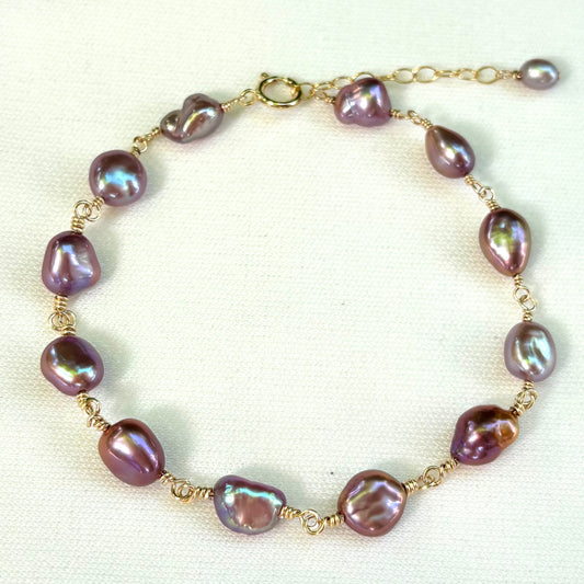 Purple Keshi Pearl Bracelet