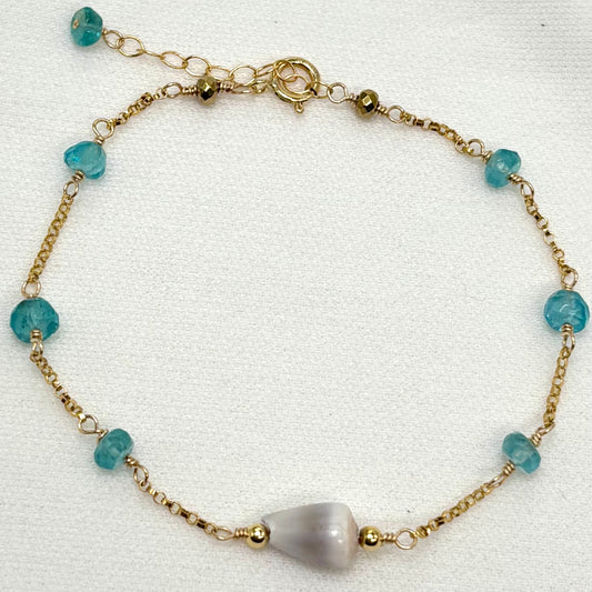 Apatite Cone Seashell Bracelet