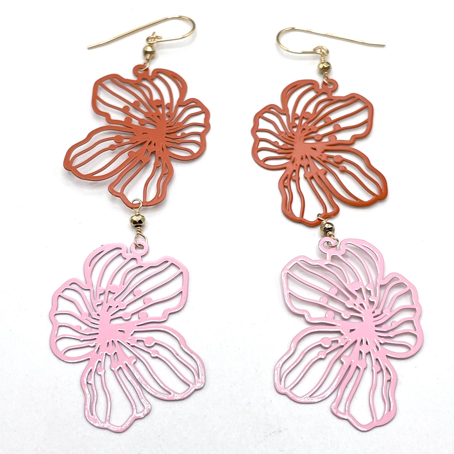 Two Tone Large Flower Earrings