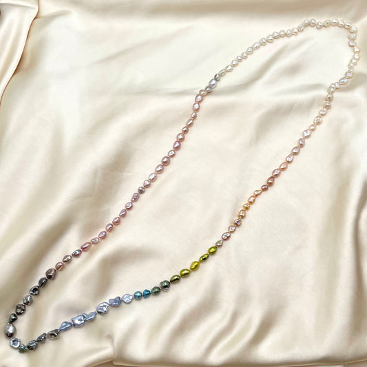 Rainbow Keshi Pearl Long Strand