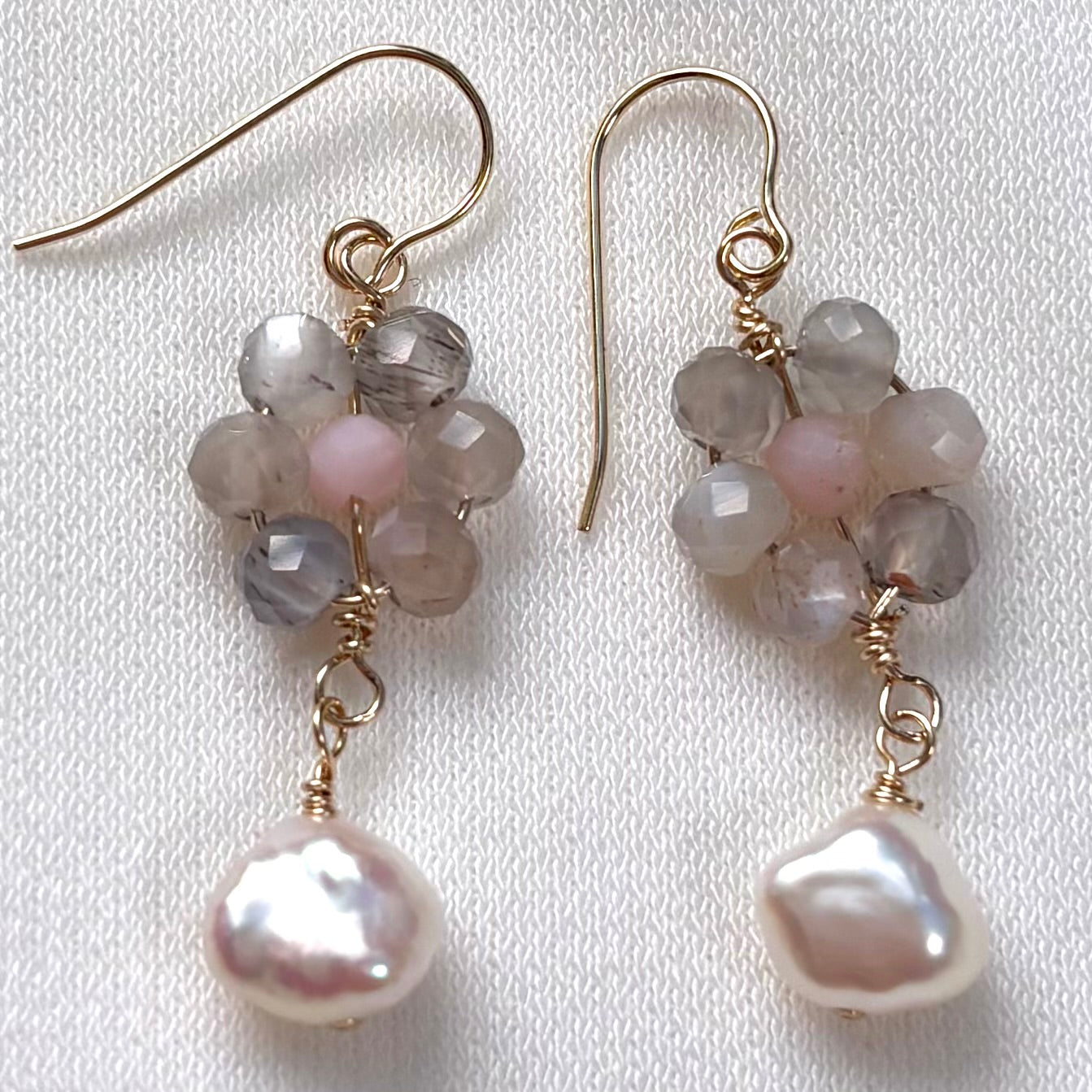 Moonstone Daisy Keshi Pearl Earrings