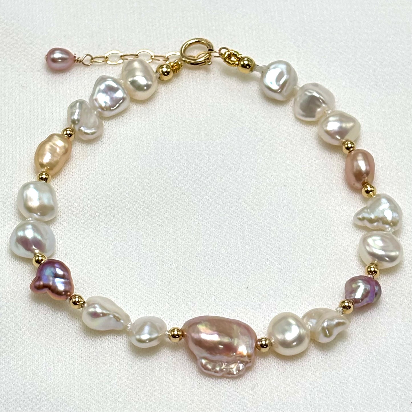 Sunrise Pink Keshi Pearl Bracelet