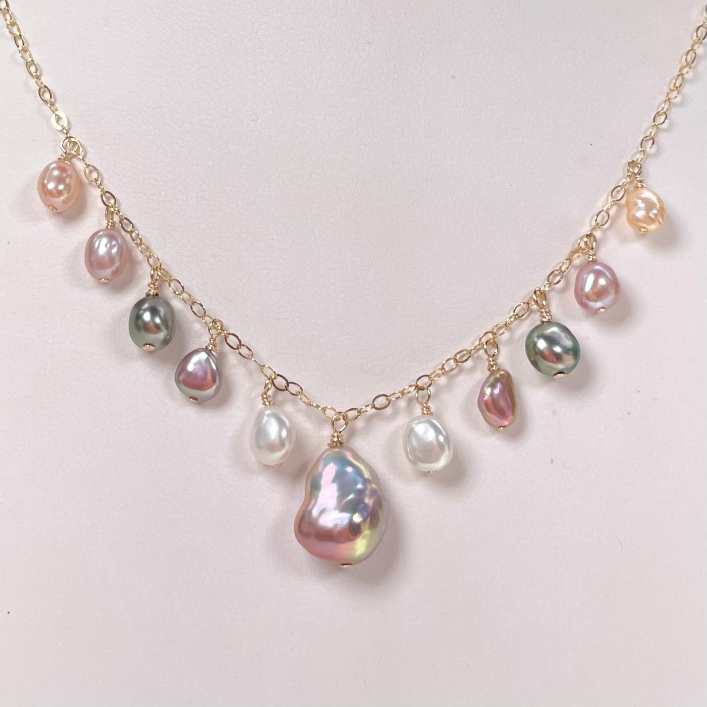 Keshi Pearl Charm Necklace