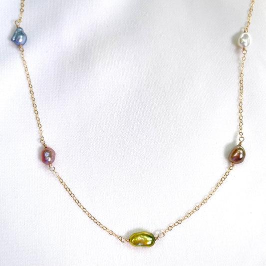 Candy Rainbow Keshi Necklace