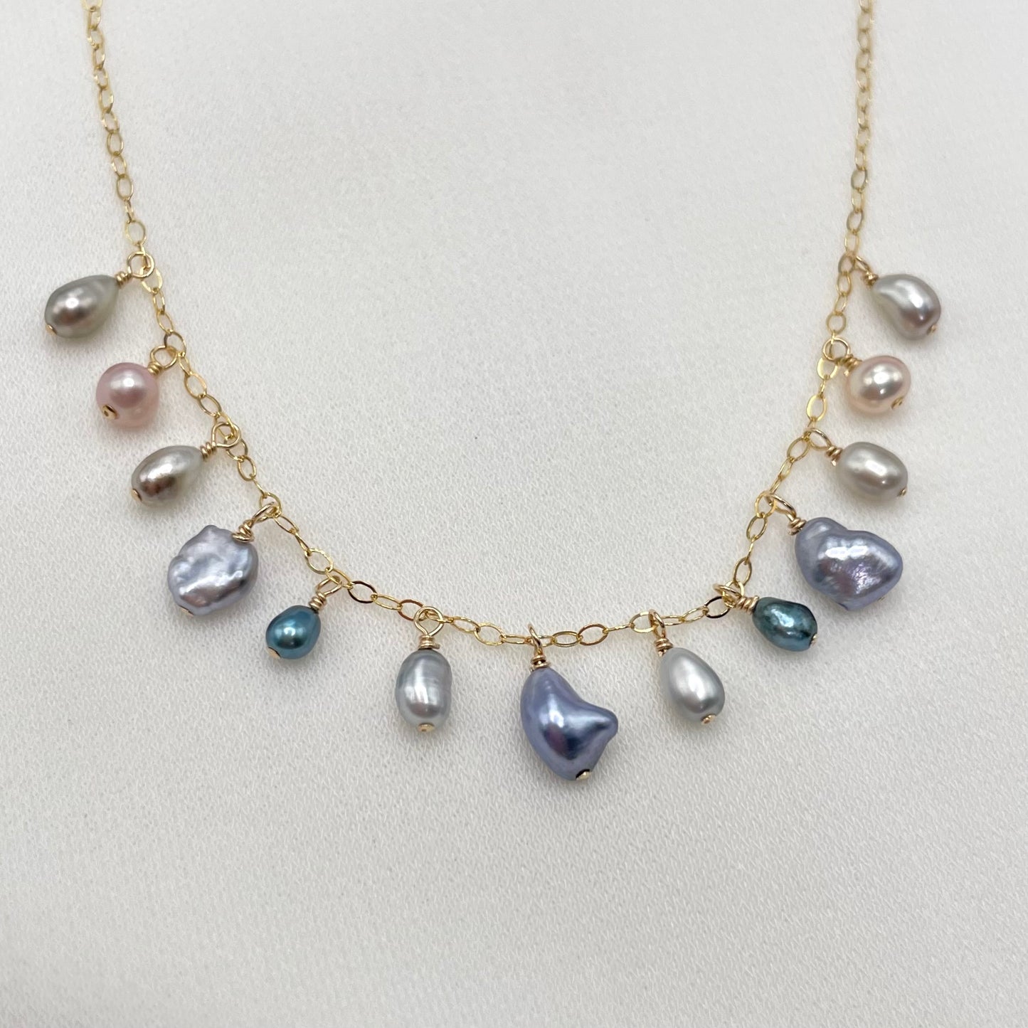 Ocean Keshi Pearl Charm Necklace