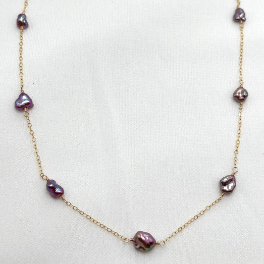 Purple Keshi Pearl Choker Necklace