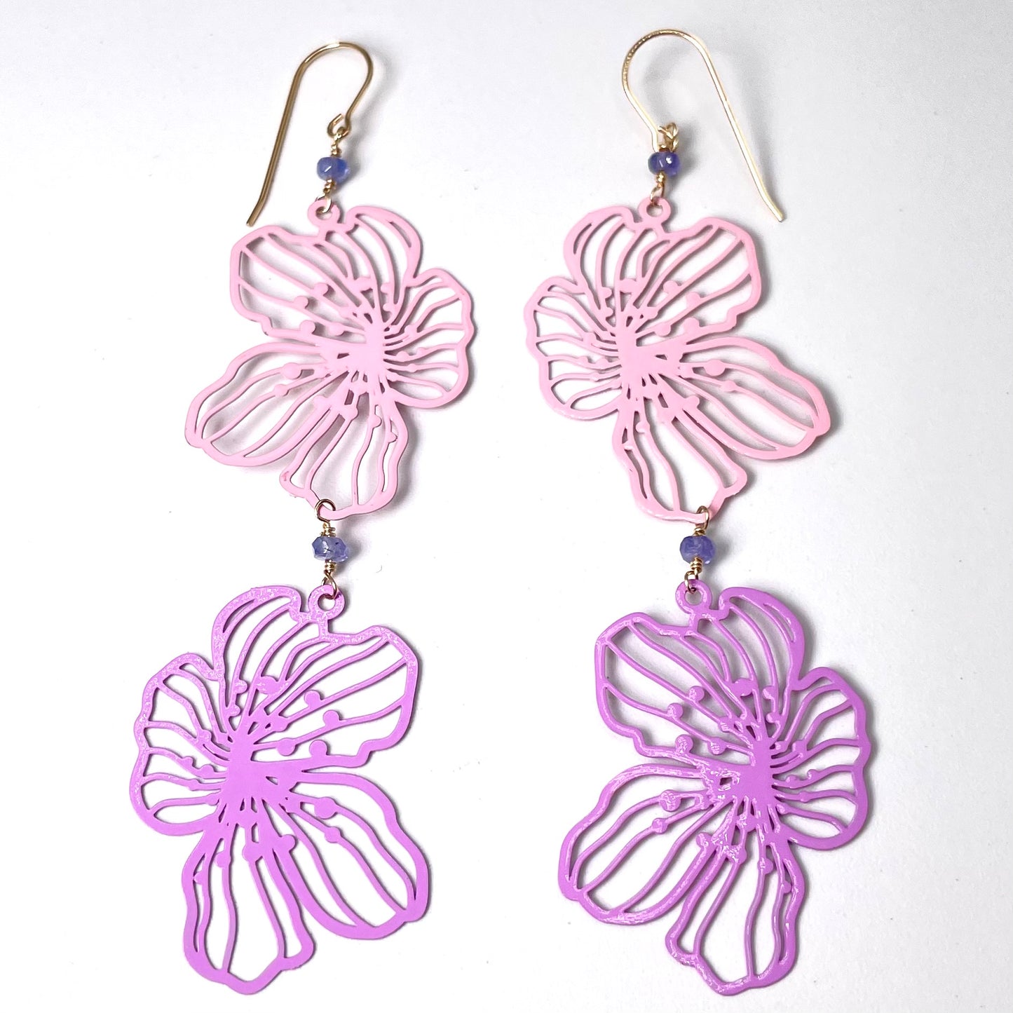 Two Tone Large Flower Earrings